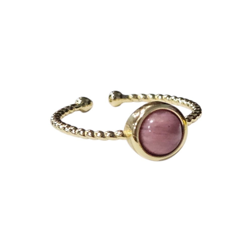 Gold And Pink Rhodochrosite Adjustable Ring